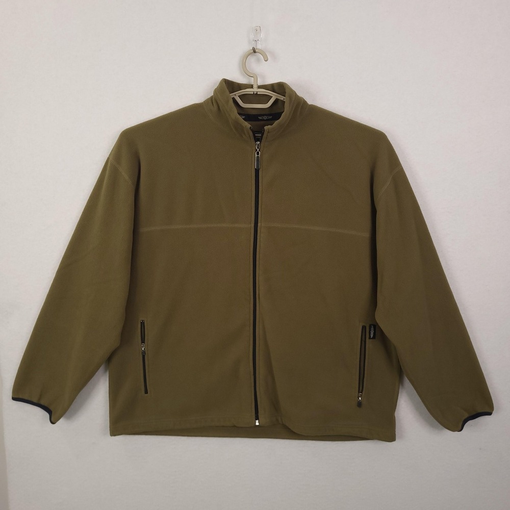 Straight Down Jacket Mens XL Green Fleece Full Zip Golf Windbreaker‎ Outdoor